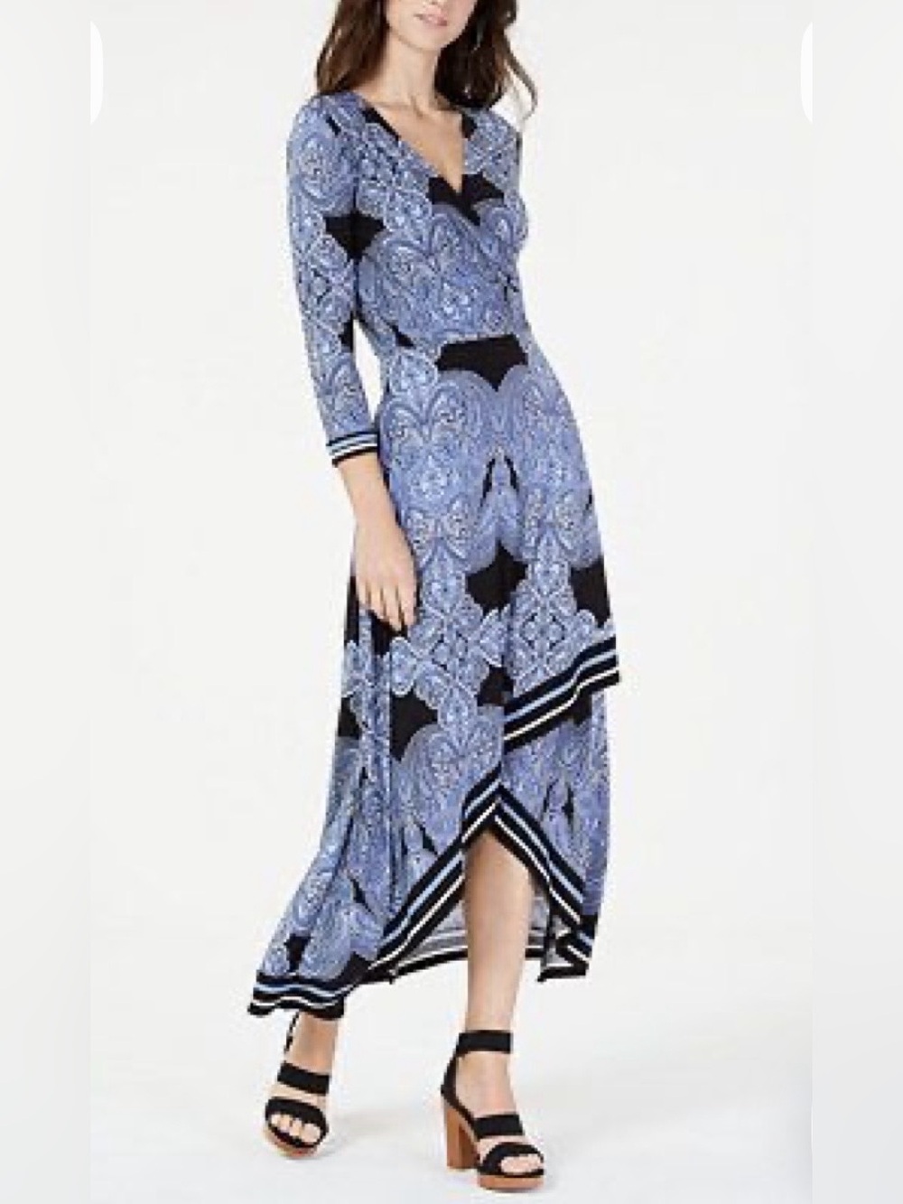 INC International Concepts Faux Wrap Paisley Print Dress; NWT, Sz. M